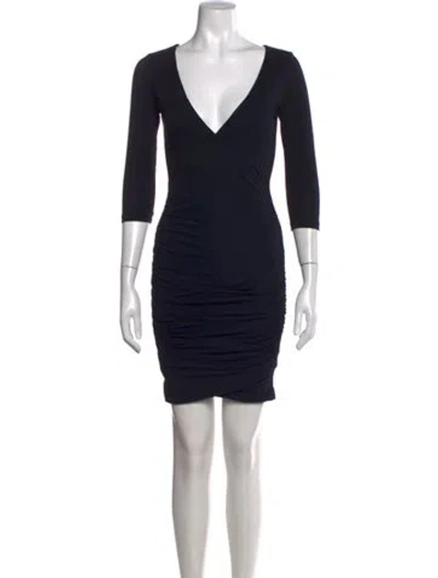 Pre-owned James Perse V-neck Mini Dress In Black