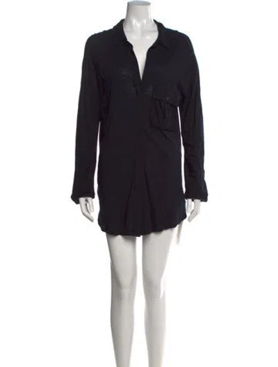 Pre-owned James Perse V-neck Mini Dress In Black