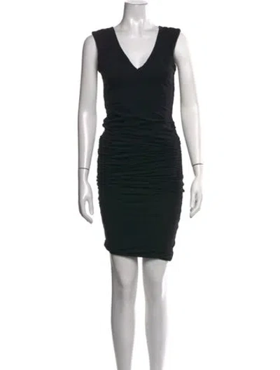Pre-owned James Perse V-neck Mini Dress In Black