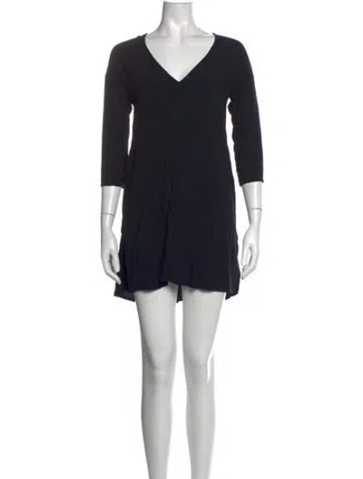 Pre-owned James Perse V-neck Mini Dress In Black