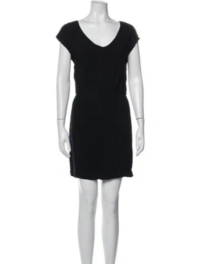 Pre-owned James Perse V-neck Mini Dress In Black