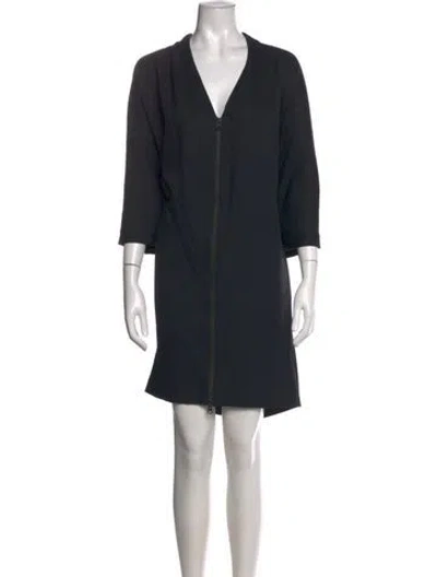 Pre-owned James Perse V-neck Mini Dress In Black