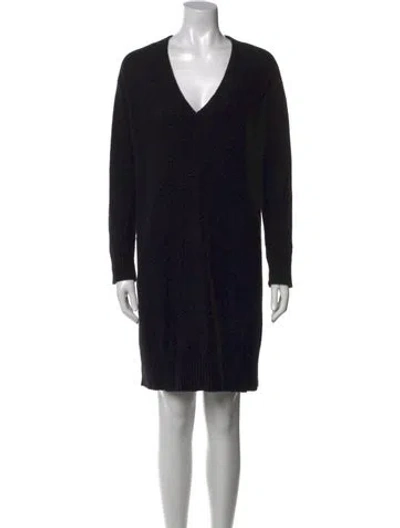 Pre-owned James Perse V-neck Mini Dress In Blue