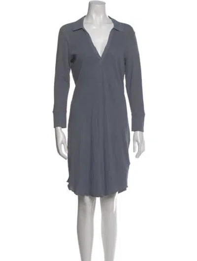 Pre-owned James Perse V-neck Mini Dress In Blue