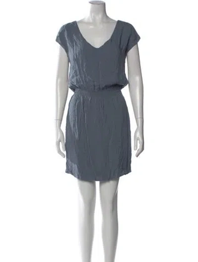 Pre-owned James Perse V-neck Mini Dress In Blue
