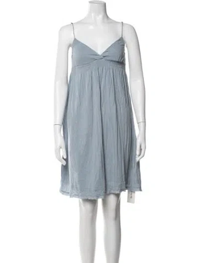 Pre-owned James Perse V-neck Mini Dress In Blue