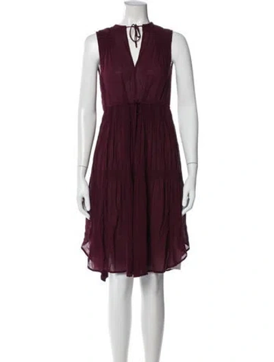 Pre-owned James Perse V-neck Mini Dress In Burgundy