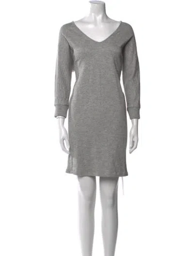Pre-owned James Perse V-neck Mini Dress In Gray