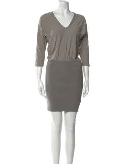 Pre-owned James Perse V-neck Mini Dress In Gray