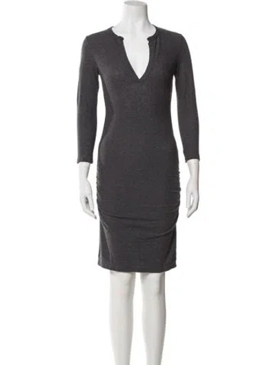 Pre-owned James Perse V-neck Mini Dress In Gray