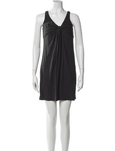 Pre-owned James Perse V-neck Mini Dress In Gray