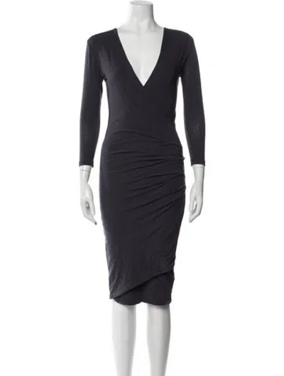 Pre-owned James Perse V-neck Mini Dress In Gray
