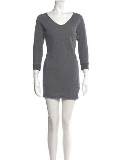 Pre-owned James Perse V-neck Mini Dress In Gray