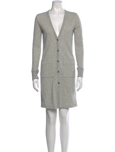 Pre-owned James Perse V-neck Mini Dress In Gray
