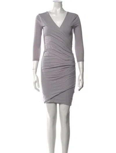 Pre-owned James Perse V-neck Mini Dress In Gray