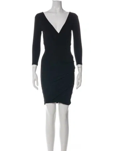 Pre-owned James Perse V-neck Mini Dress In Green