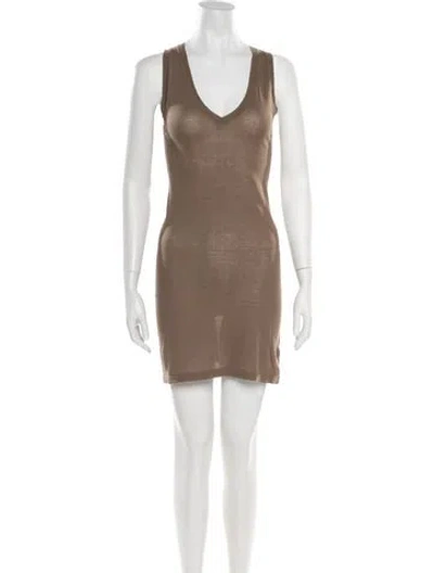 Pre-owned James Perse V-neck Mini Dress In Green