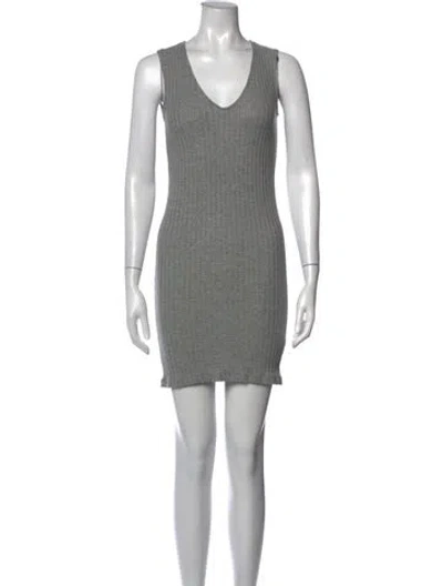 Pre-owned James Perse V-neck Mini Dress In Grey