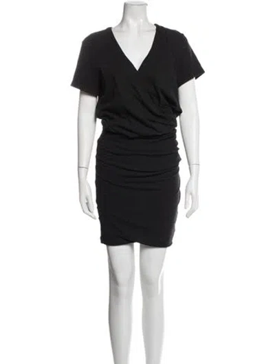 Pre-owned James Perse V-neck Mini Dress In Grey
