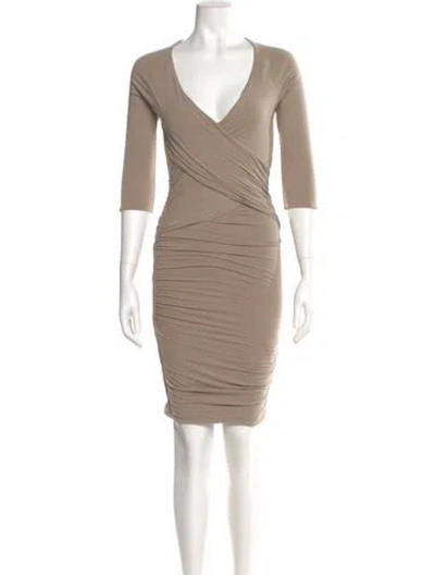 Pre-owned James Perse V-neck Mini Dress In Neutral