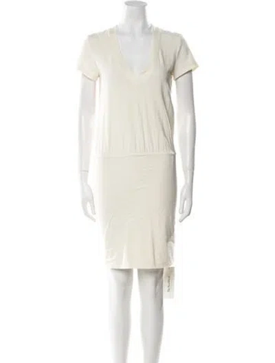 Pre-owned James Perse V-neck Mini Dress In Neutral
