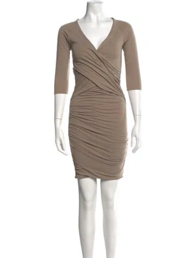 Pre-owned James Perse V-neck Mini Dress In Neutrals