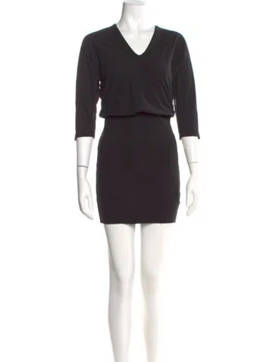 Pre-owned James Perse V-neck Mini Dress W/ Tags In Black