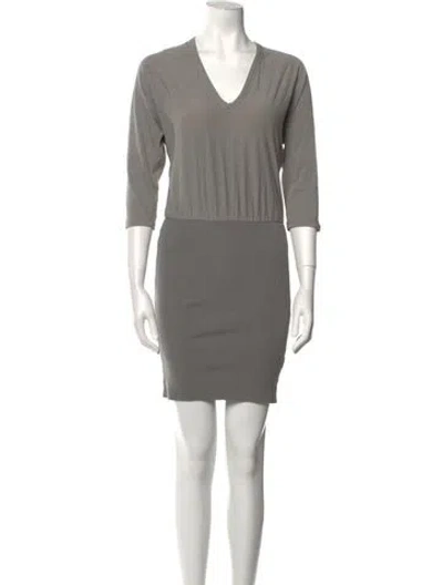 Pre-owned James Perse V-neck Mini Dress W/ Tags In Gray