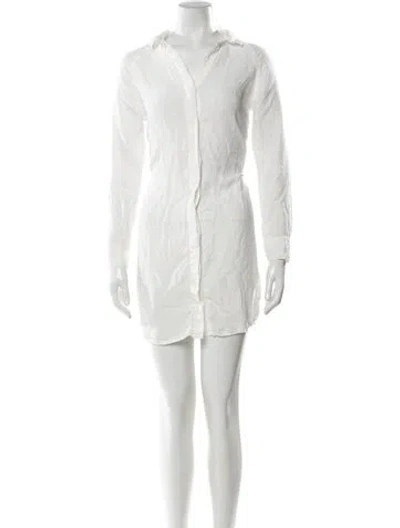 Pre-owned James Perse V-neck Mini Dress In White