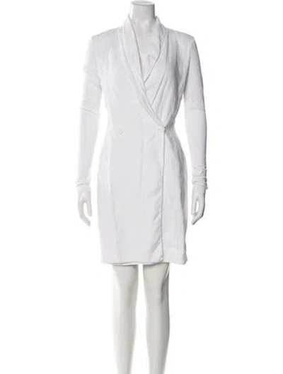 Pre-owned James Perse V-neck Mini Dress In White