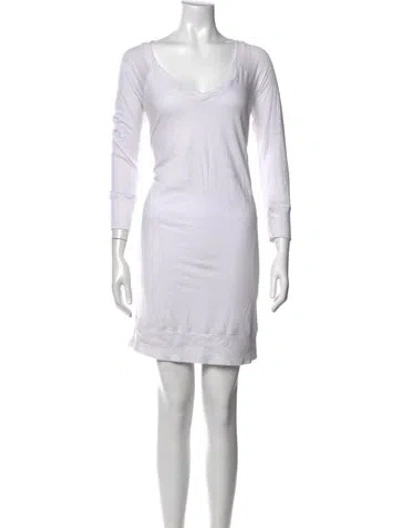 Pre-owned James Perse V-neck Mini Dress In White