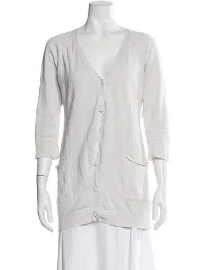 Pre-owned James Perse V-neck Sweater In White