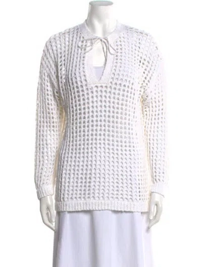 Pre-owned James Perse V-neck Sweater In White