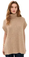 James Perse Waffle Knit Funnel Neck Tunic Camel In Brown