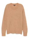 James Perse Brushed Waffle-knit Sweater In Brown