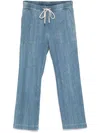 James Perse Wide Leg Pull On Denim Pants Mid Bleach Wash In Blue