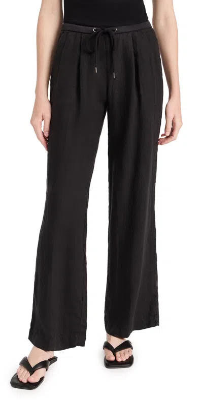 James Perse Wide Leg Relaxed Linen Trousers Black