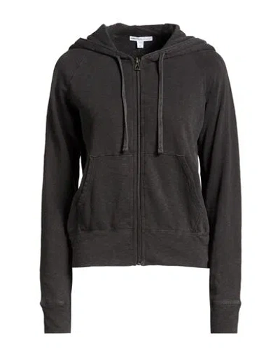 James Perse Woman Sweatshirt Charcoal Size 2 Cotton In Black
