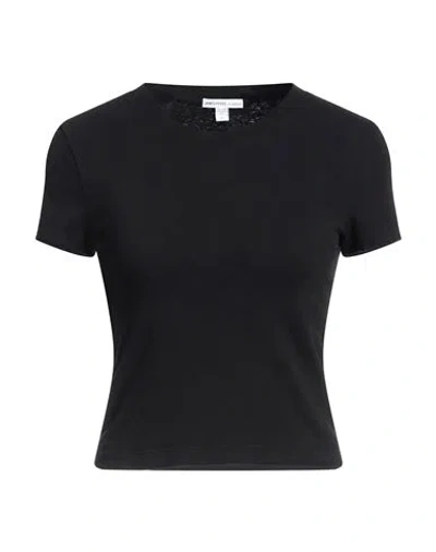 James Perse Woman T-shirt Black Size 1 Cotton, Elastane