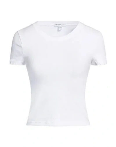 James Perse Woman T-shirt White Size 1 Cotton, Elastane