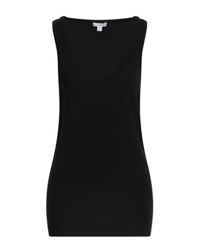 James Perse Woman Tank Top Black Size 3 Cotton, Lycra