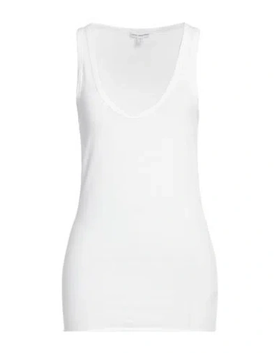 James Perse Woman Tank Top White Size 2 Cotton, Lycra