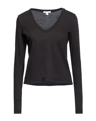 James Perse Woman T-shirt Black Size 0 Cotton