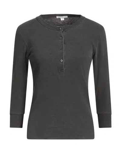 James Perse Woman T-shirt Charcoal Size 0 Cotton In Gray