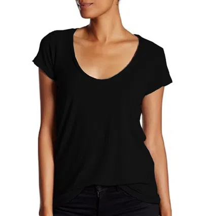 James Perse Women's Black Deep Scoop Neck T-shirt