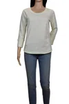 James Perse Women California Long Sleeve Crew Neck Cotton T-shirt In Ivory In Multi