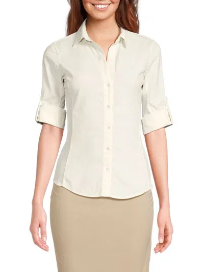 JAMES PERSE WOMEN'S CORDUROY PANEL SUPIMA COTTON BLEND SHIRT