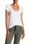 JAMES PERSE WOMEN DEEP V-NECK/SCOOPY NECK T-SHIRT STANDARD IN WHITE