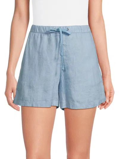 James Perse Women's Flat Front Linen Shorts In Black