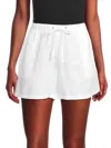 James Perse Cotton Jersey-trimmed Linen Shorts In White